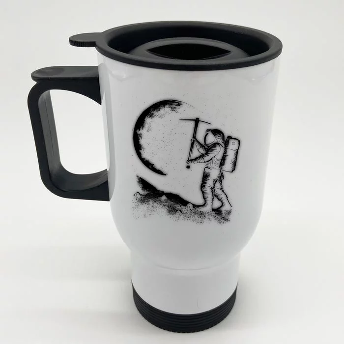 Astronaut Picking The Moon Front & Back Stainless Steel Travel Mug