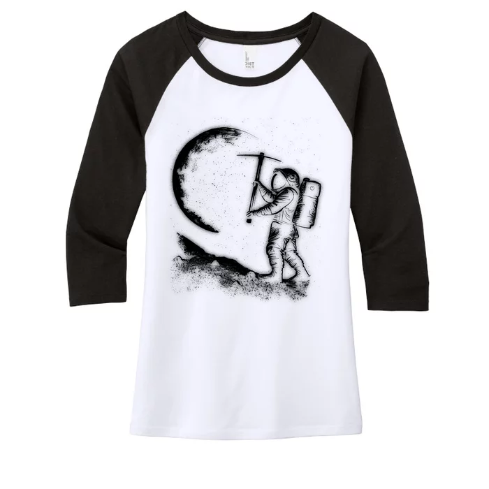 Astronaut Picking The Moon Women's Tri-Blend 3/4-Sleeve Raglan Shirt