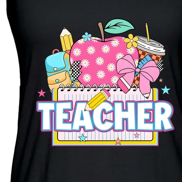 Apple Pencil Teacher Back To School Ladies Essential Flowy Tank