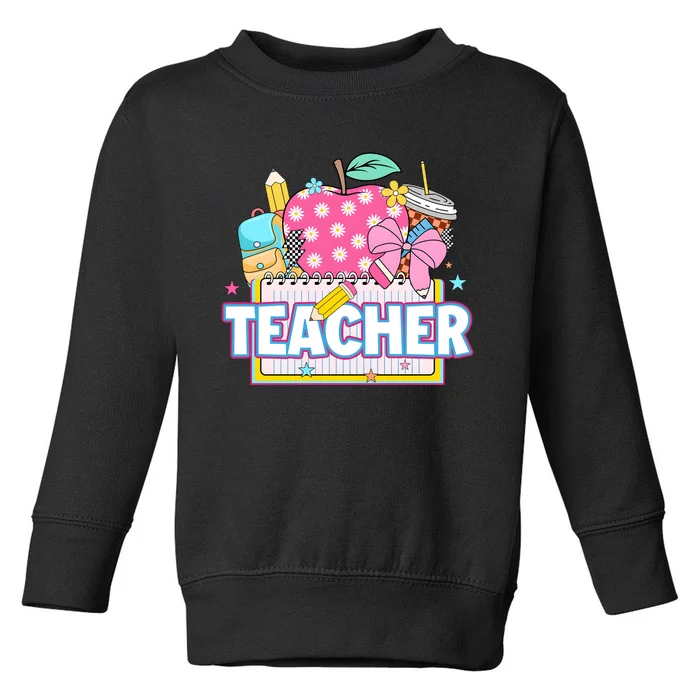 Apple Pencil Teacher Back To School Toddler Sweatshirt