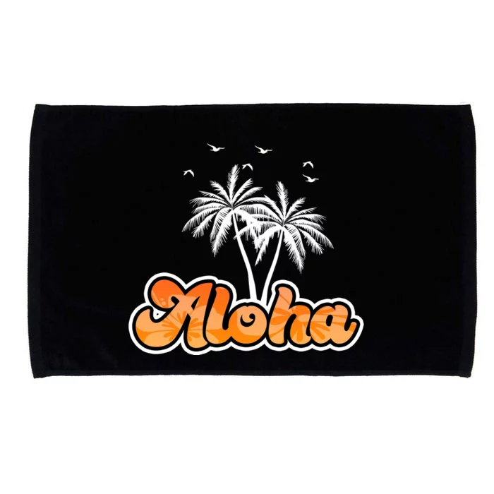 Aloha Palm Trees Hawaii Tropical Microfiber Hand Towel