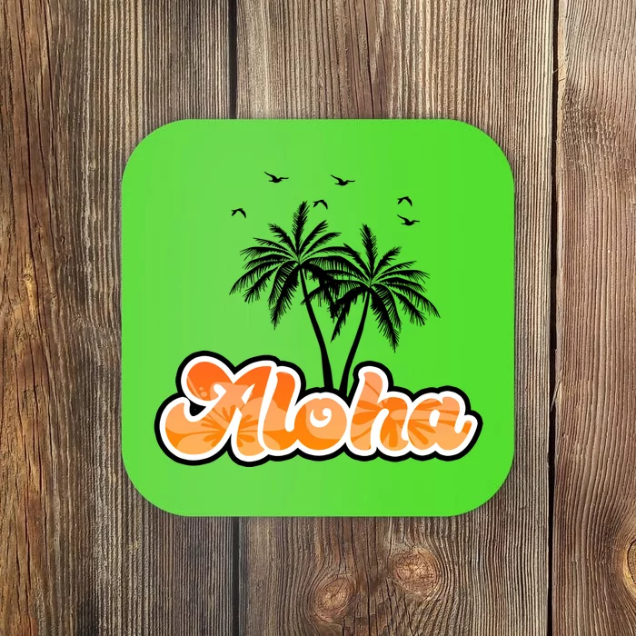 Aloha Palm Trees Hawaii Tropical Coaster