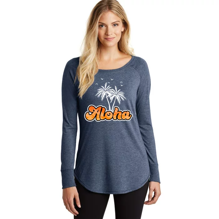 Aloha Palm Trees Hawaii Tropical Women's Perfect Tri Tunic Long Sleeve Shirt