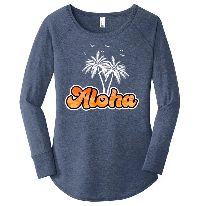 Aloha Palm Trees Hawaii Tropical Women's Perfect Tri Tunic Long Sleeve Shirt