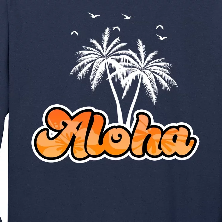 Aloha Palm Trees Hawaii Tropical Tall Long Sleeve T-Shirt