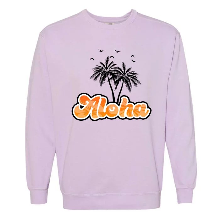 Aloha Palm Trees Hawaii Tropical Garment-Dyed Sweatshirt