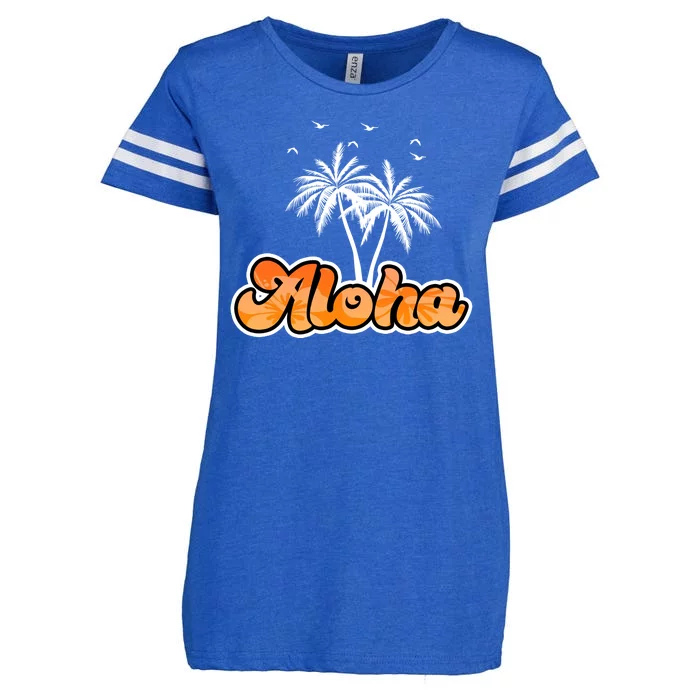 Aloha Palm Trees Hawaii Tropical Enza Ladies Jersey Football T-Shirt