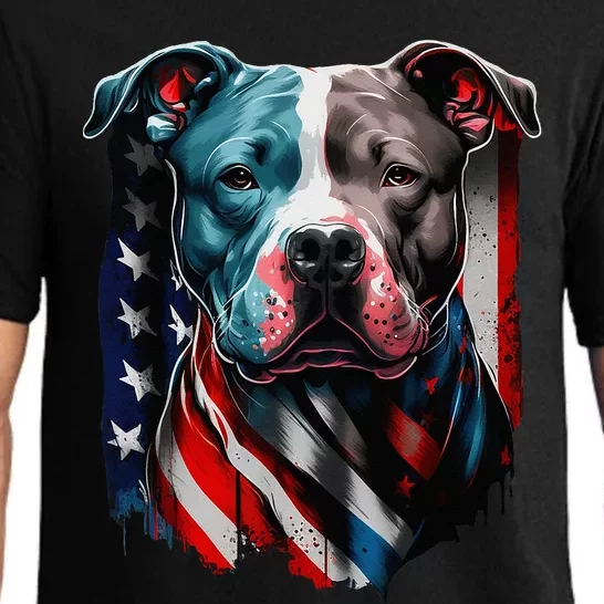 American Pitbull Terrier USA Flag Patriotic Dog Pajama Set