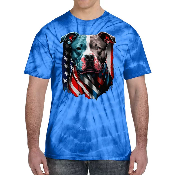 American Pitbull Terrier USA Flag Patriotic Dog Tie-Dye T-Shirt