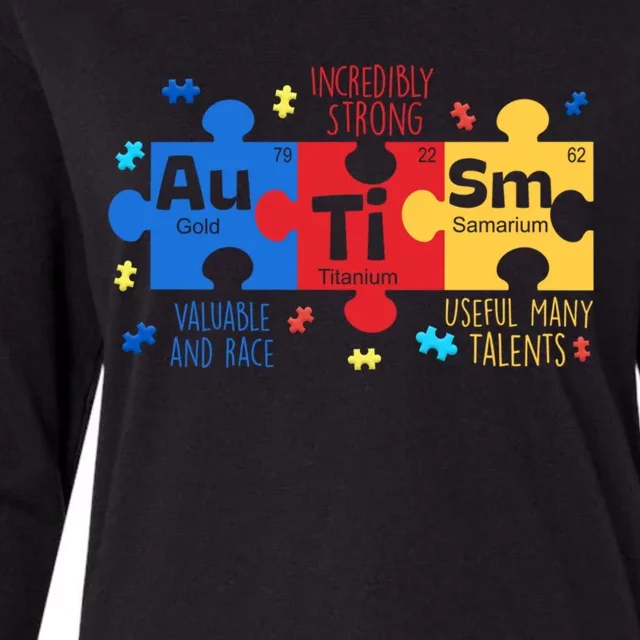 Autism Periodic Table Elets Autism Awareness Gift Womens Cotton Relaxed Long Sleeve T-Shirt