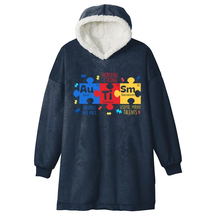 Autism Periodic Table Elets Autism Awareness Gift Hooded Wearable Blanket