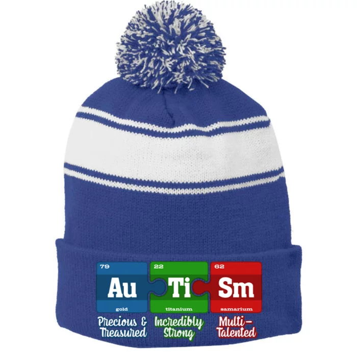 Autism Periodic Table Gift Autism Awareness Month Cute Gift Stripe Pom Pom Beanie