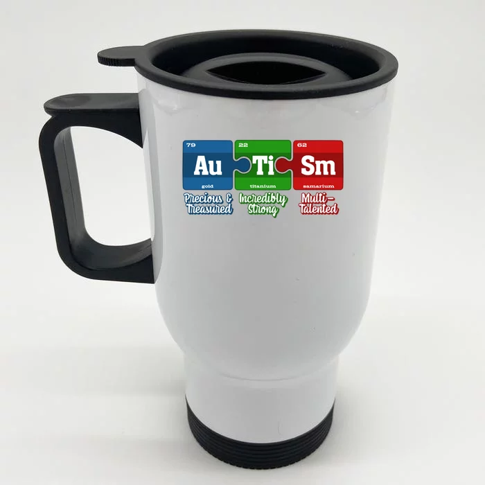 Autism Periodic Table Gift Autism Awareness Month Cute Gift Front & Back Stainless Steel Travel Mug