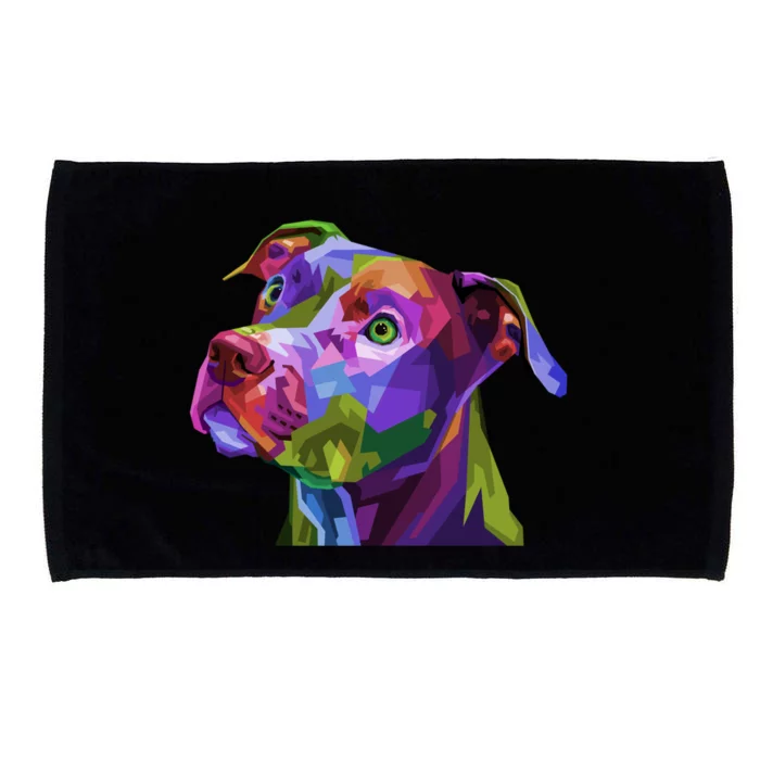 American Pitbull Terrier Pop Art Portrait For Dog Owners Gift Microfiber Hand Towel