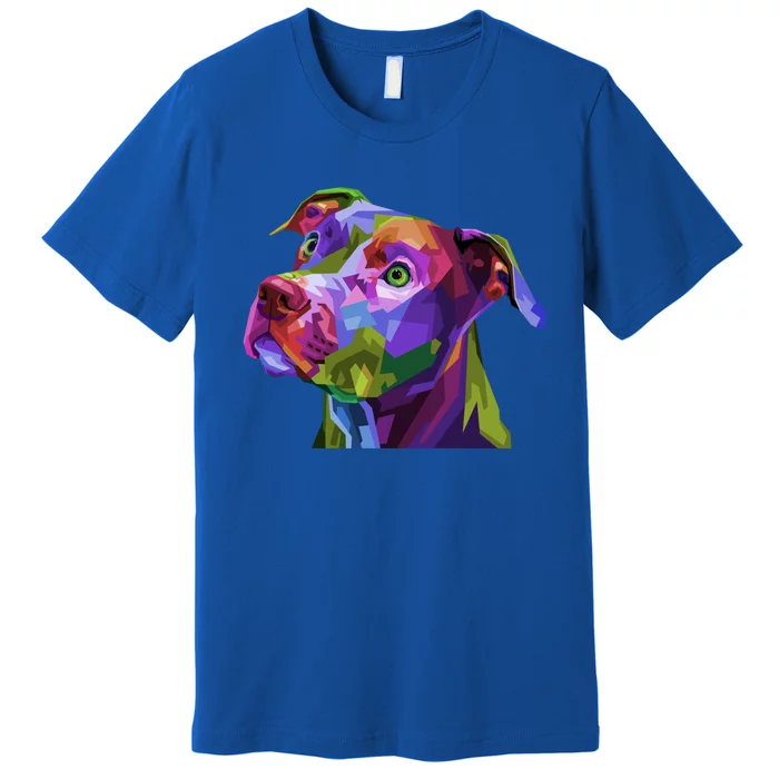 American Pitbull Terrier Pop Art Portrait For Dog Owners Gift Premium T-Shirt