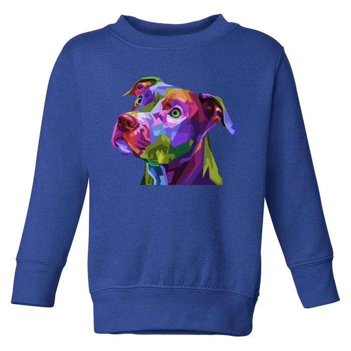 American Pitbull Terrier Pop Art Portrait For Dog Owners Gift Toddler Sweatshirt