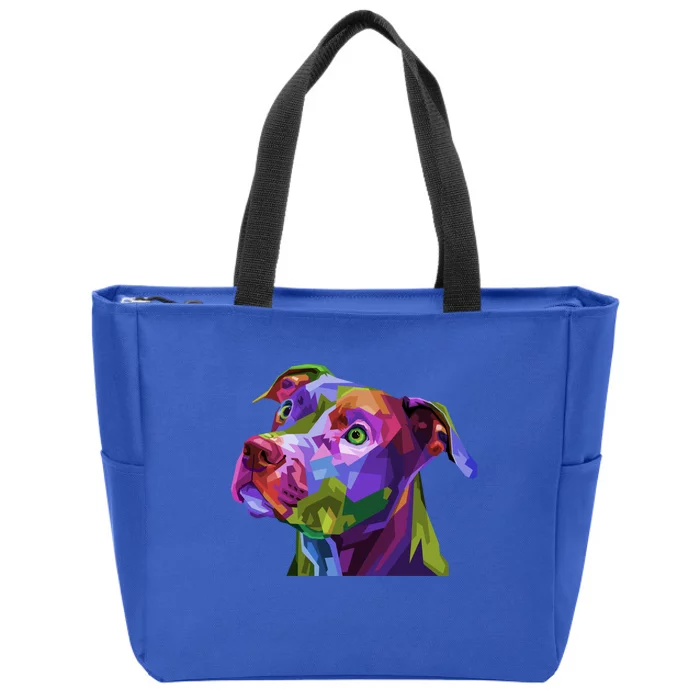 American Pitbull Terrier Pop Art Portrait For Dog Owners Gift Zip Tote Bag