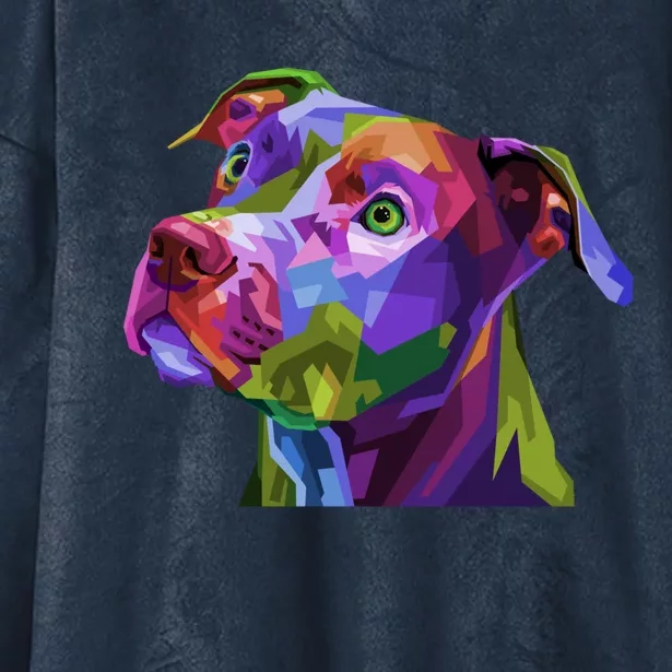 American Pitbull Terrier Pop Art Portrait For Dog Owners Gift Hooded Wearable Blanket