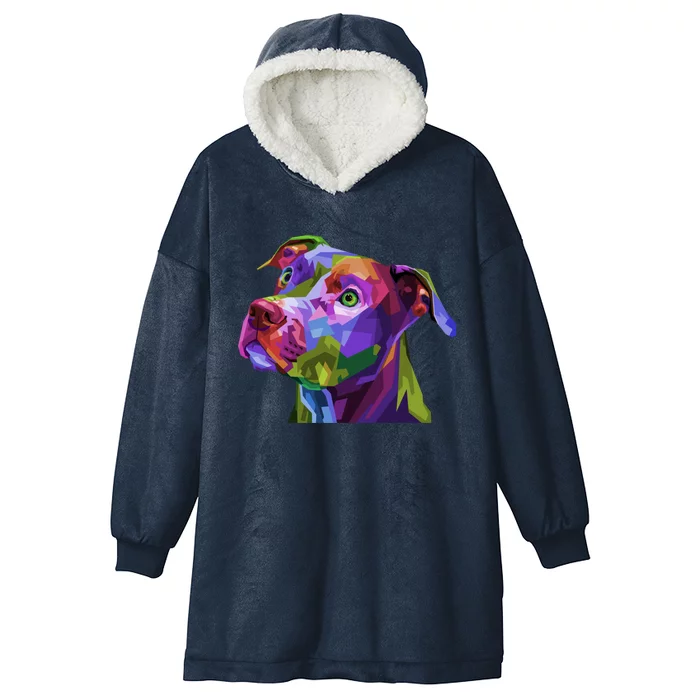 American Pitbull Terrier Pop Art Portrait For Dog Owners Gift Hooded Wearable Blanket