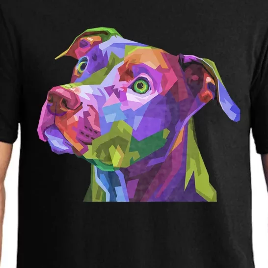 American Pitbull Terrier Pop Art Portrait For Dog Owners Pajama Set