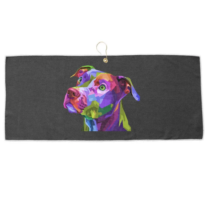 American Pitbull Terrier Pop Art Portrait For Dog Owners Large Microfiber Waffle Golf Towel