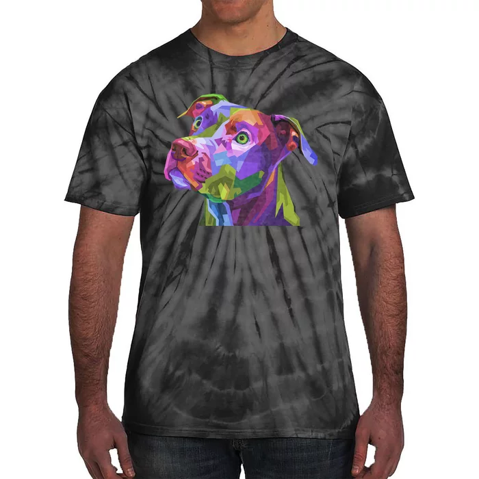 American Pitbull Terrier Pop Art Portrait For Dog Owners Tie-Dye T-Shirt