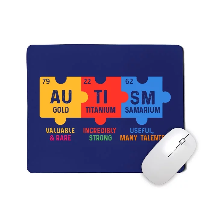 Autism Periodic Table Elements Gold Titanium Samarium Autism Awareness Mousepad