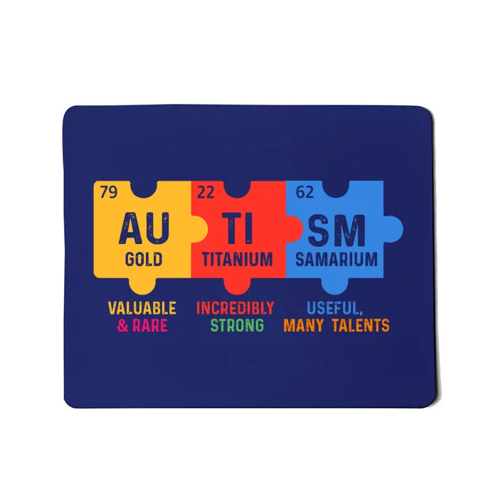 Autism Periodic Table Elements Gold Titanium Samarium Autism Awareness Mousepad