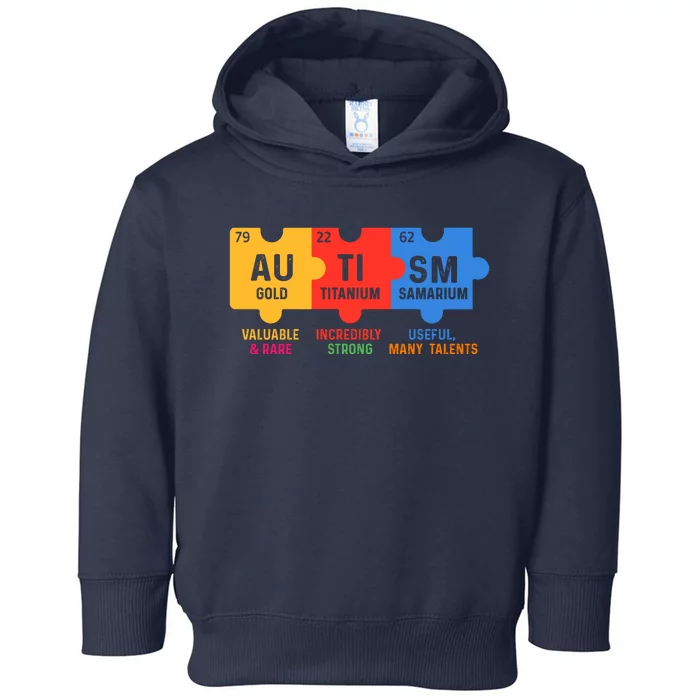 Autism Periodic Table Elements Gold Titanium Samarium Autism Awareness Toddler Hoodie