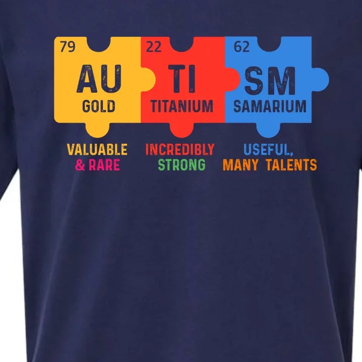 Autism Periodic Table Elements Gold Titanium Samarium Autism Awareness Sueded Cloud Jersey T-Shirt