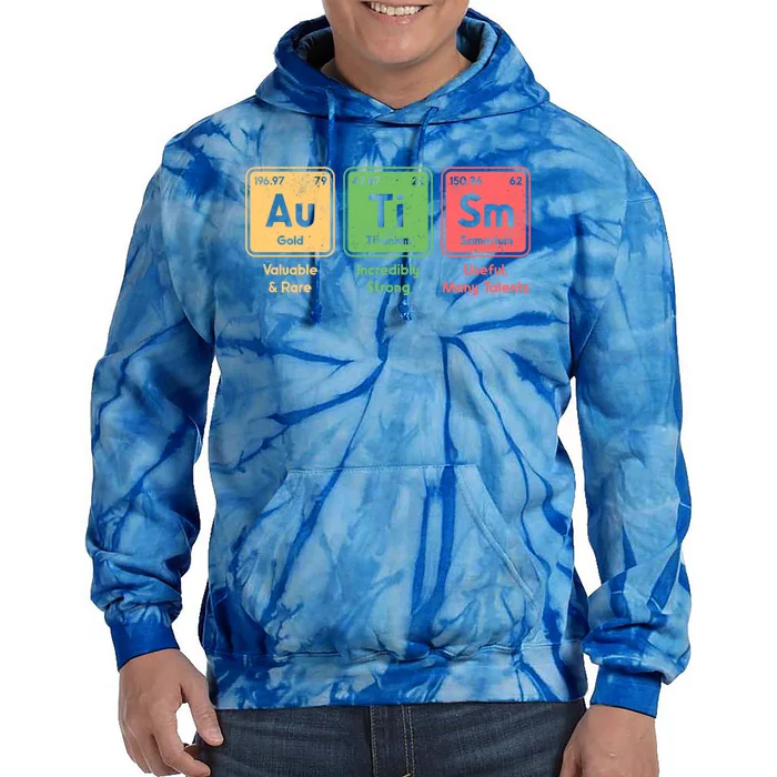 Autism Periodic Table Elets Spelling Autistic Great Gift Tie Dye Hoodie