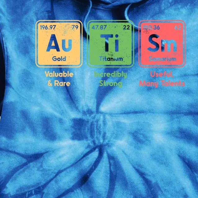 Autism Periodic Table Elets Spelling Autistic Great Gift Tie Dye Hoodie