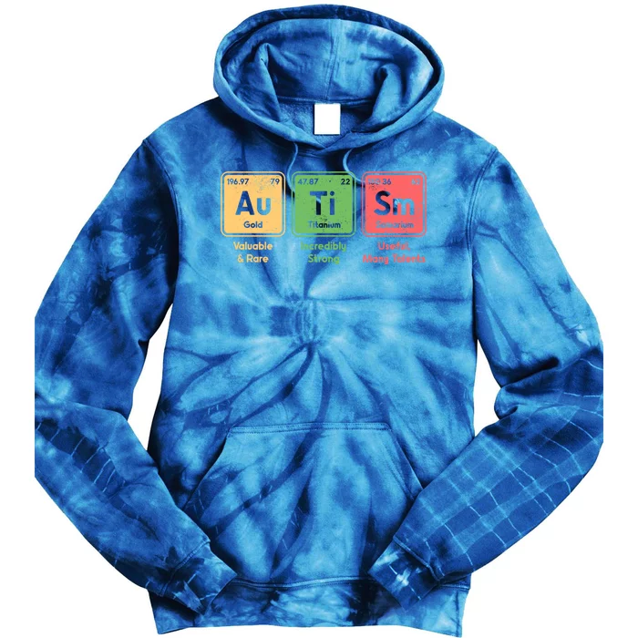 Autism Periodic Table Elets Spelling Autistic Great Gift Tie Dye Hoodie