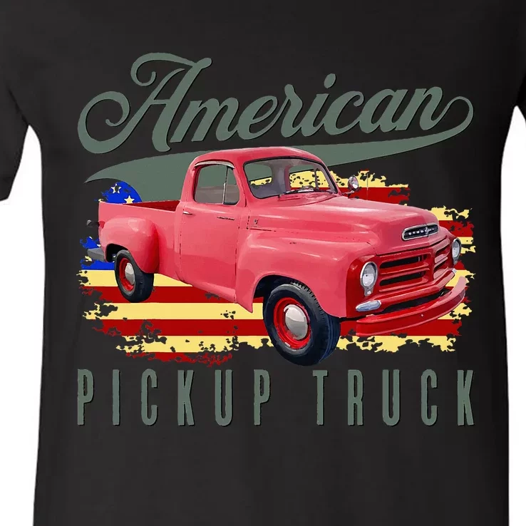 American Pickup Truck Adults Teens V-Neck T-Shirt