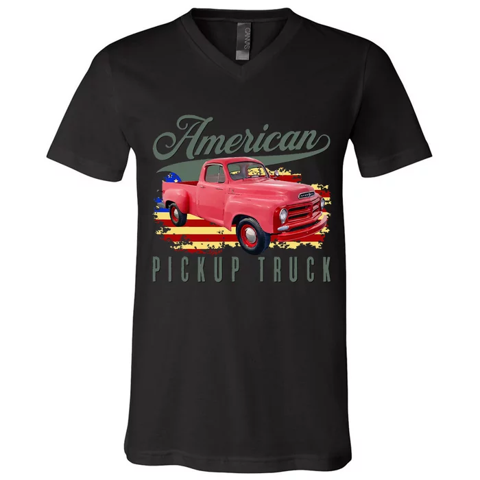 American Pickup Truck Adults Teens V-Neck T-Shirt