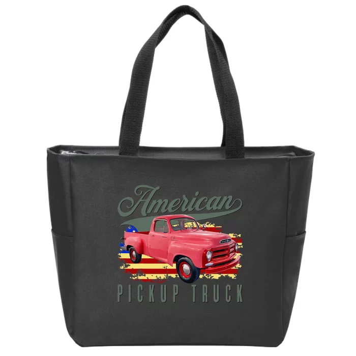 American Pickup Truck Adults Teens Zip Tote Bag