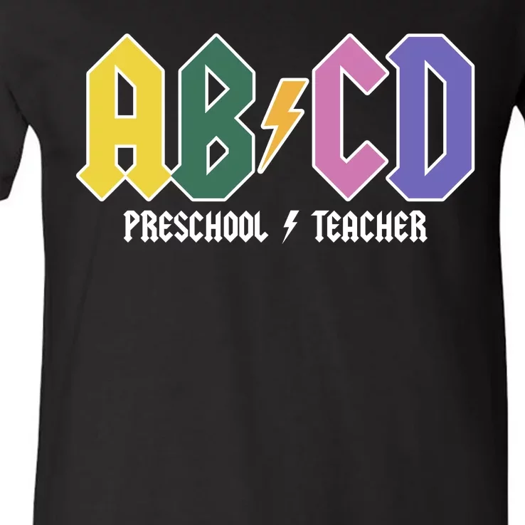 ABCD Preschool Teacher Rock And Roll V-Neck T-Shirt