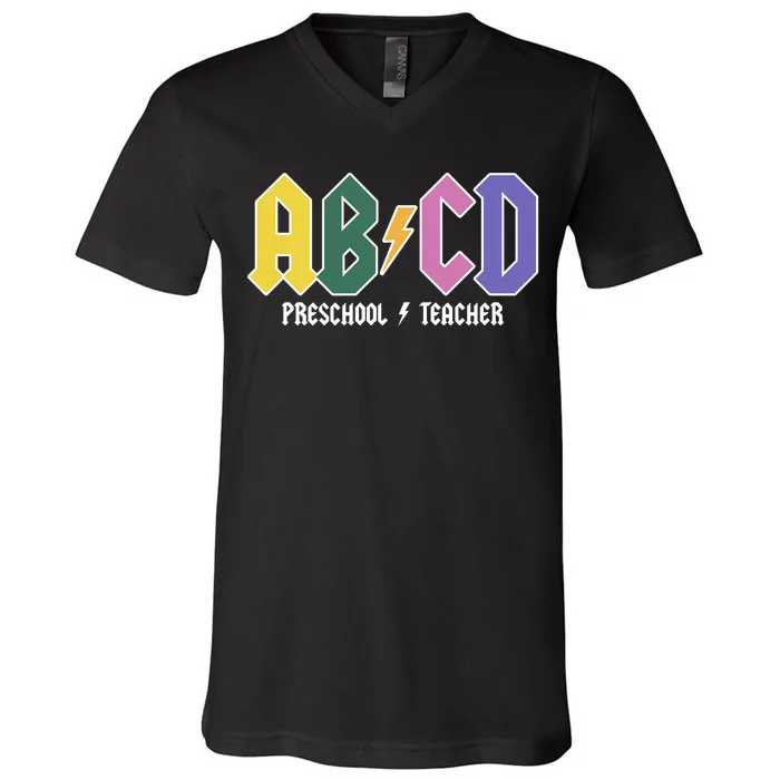 ABCD Preschool Teacher Rock And Roll V-Neck T-Shirt