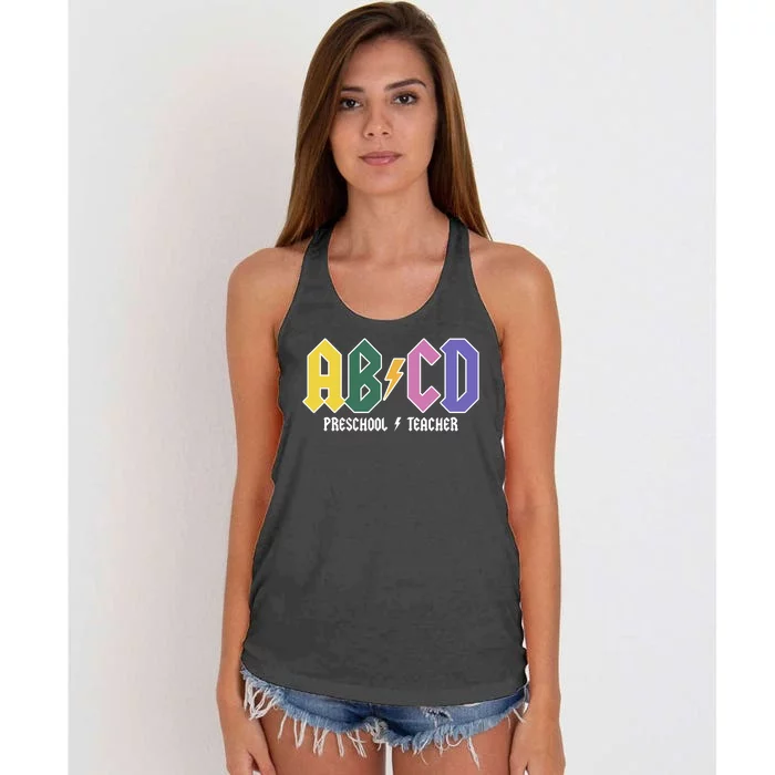 ABCD Preschool Teacher Rock And Roll Women's Knotted Racerback Tank