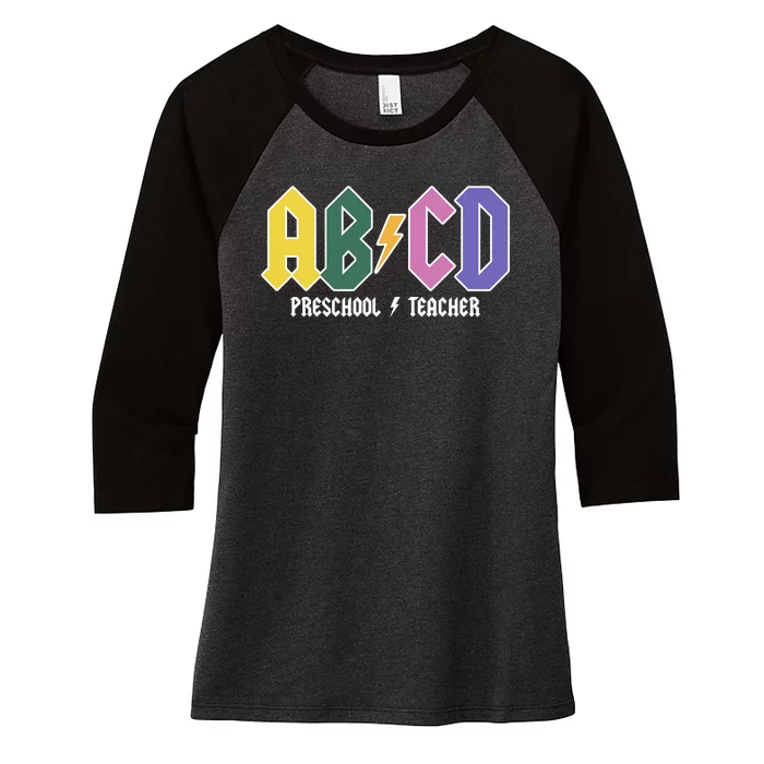 ABCD Preschool Teacher Rock And Roll Women's Tri-Blend 3/4-Sleeve Raglan Shirt