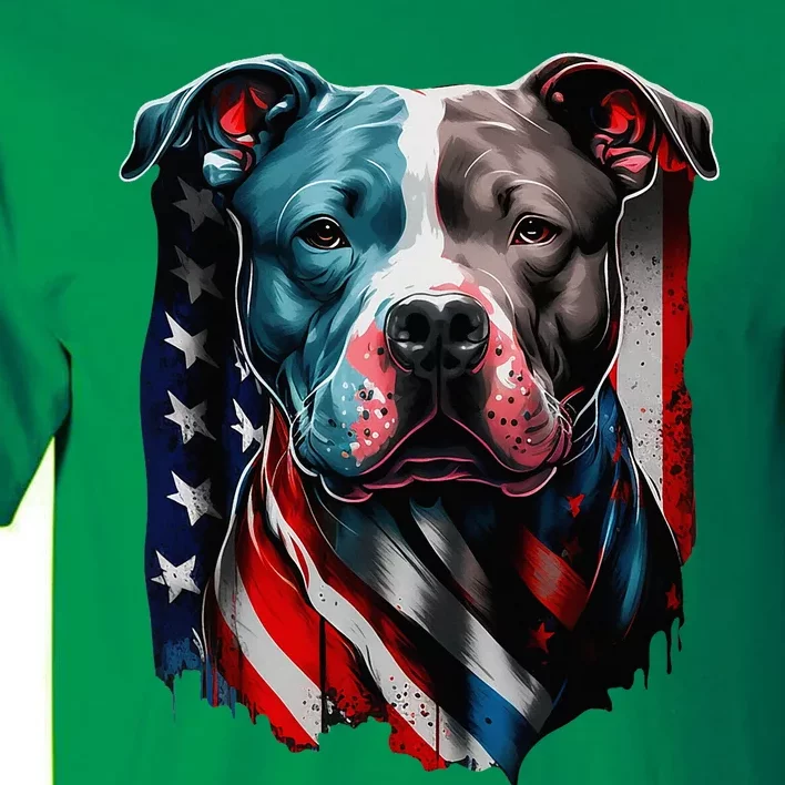 American Pitbull Terrier Usa Flag Patriotic Dog Tall T-Shirt