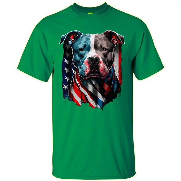 American Pitbull Terrier Usa Flag Patriotic Dog Tall T-Shirt