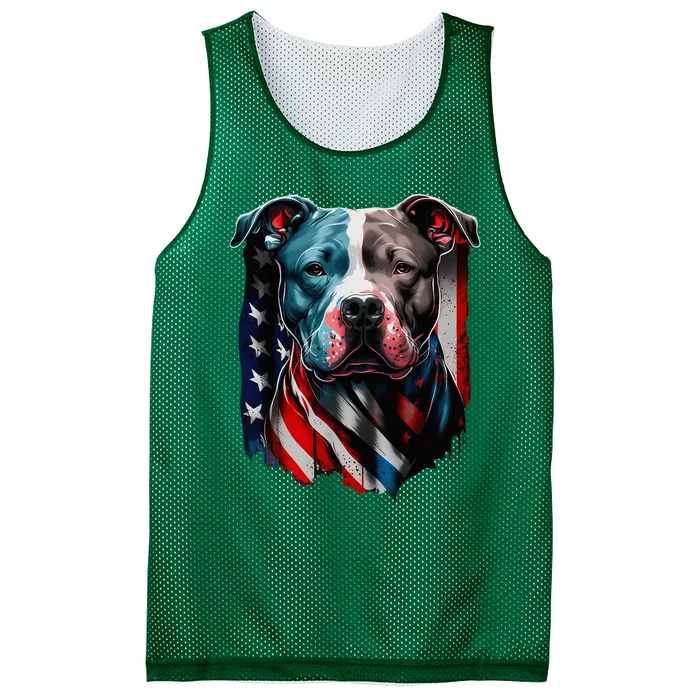 American Pitbull Terrier Usa Flag Patriotic Dog Mesh Reversible Basketball Jersey Tank