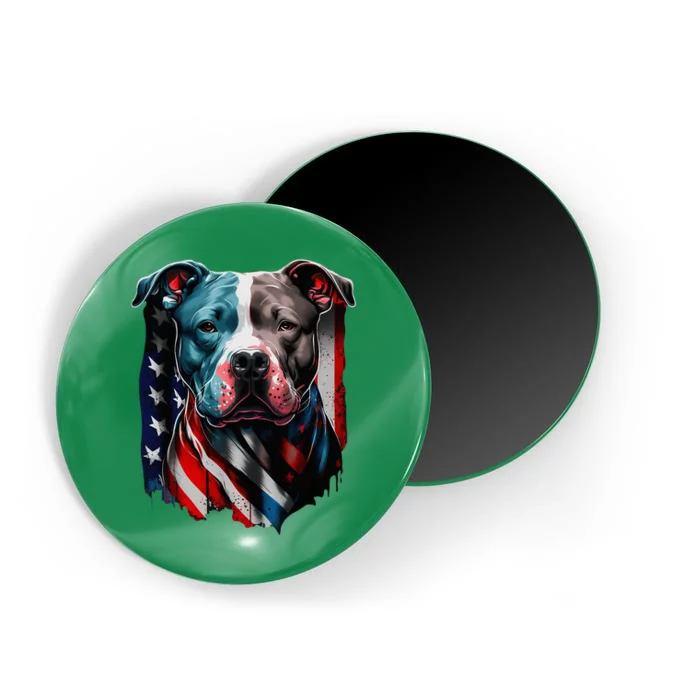 American Pitbull Terrier Usa Flag Patriotic Dog Magnet