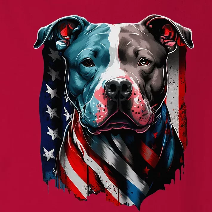 American Pitbull Terrier Usa Flag Patriotic Dog Toddler Long Sleeve Shirt