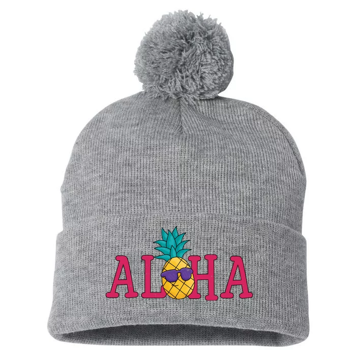 Aloha Pineapple Tropical Cute Pom Pom 12in Knit Beanie