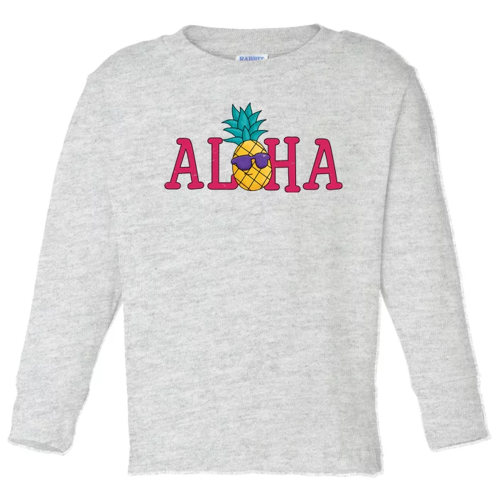 Aloha Pineapple Tropical Cute Toddler Long Sleeve Shirt