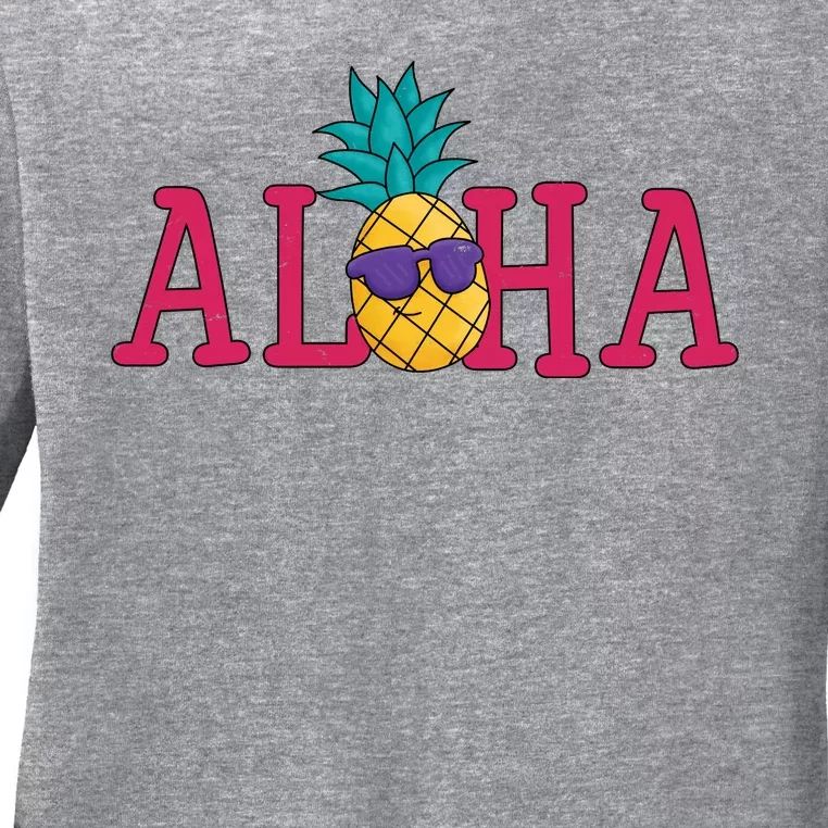 Aloha Pineapple Tropical Cute Ladies Long Sleeve Shirt