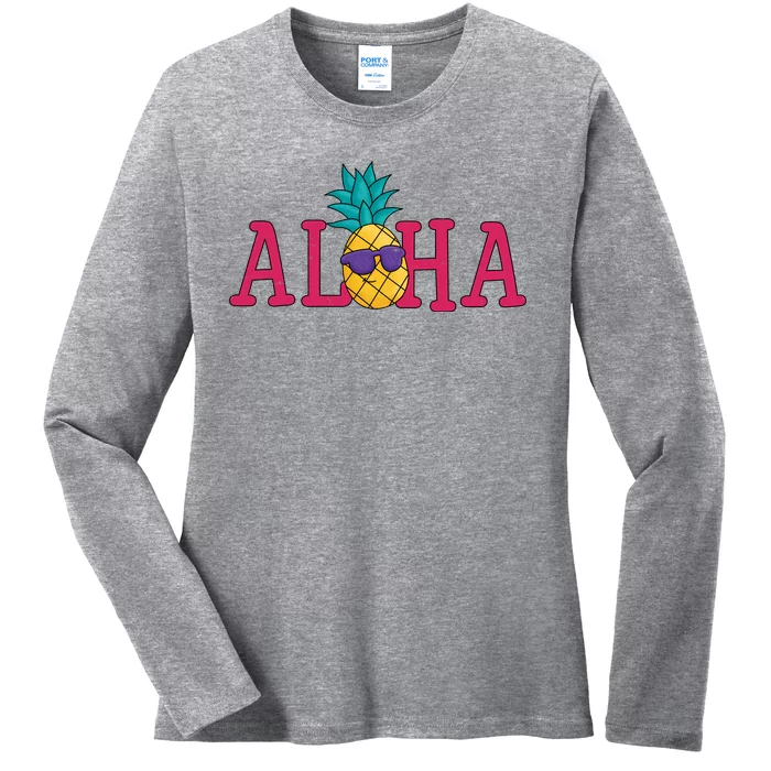 Aloha Pineapple Tropical Cute Ladies Long Sleeve Shirt