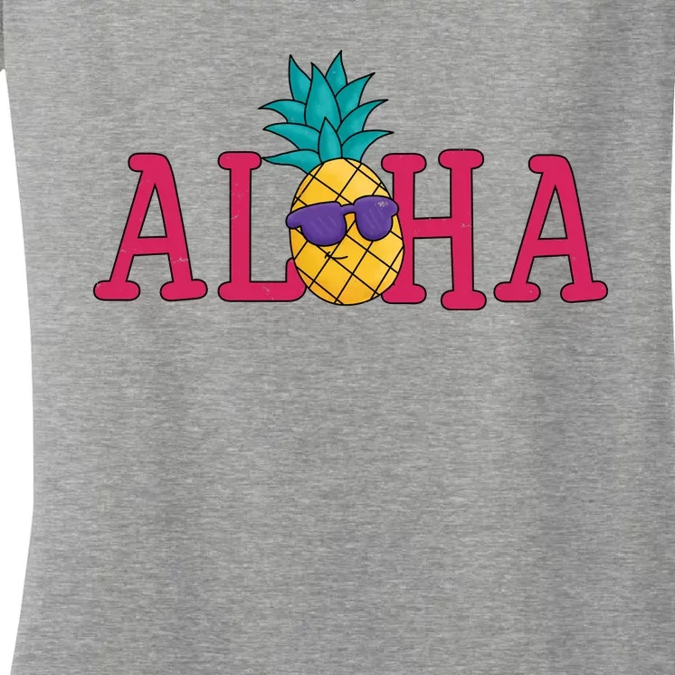 Aloha Pineapple Tropical Cute Women's V-Neck T-Shirt